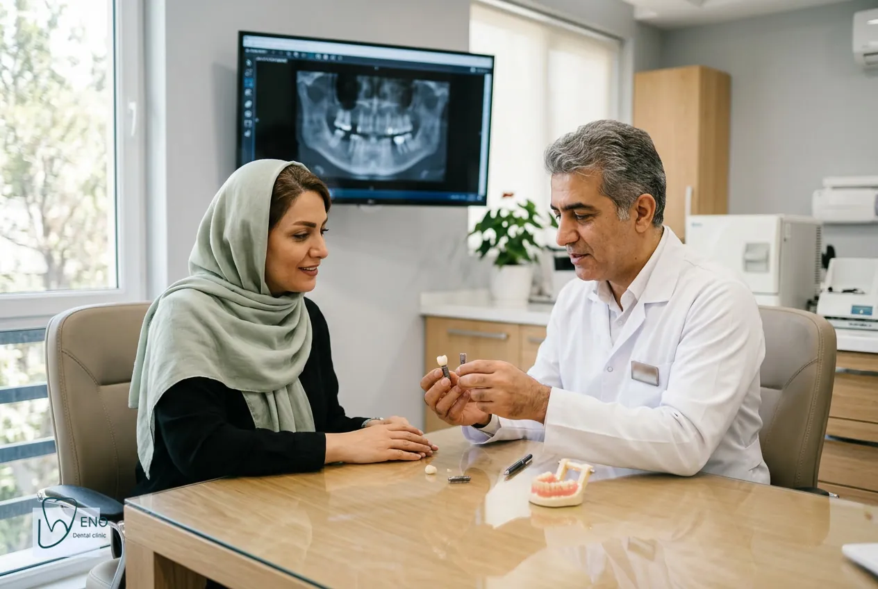 نمای اجزای هر واحد ایمپلنت (پایه، اباتمنت و روکش)